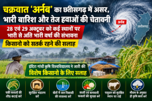 छत्तीसगढ़ में चक्रवात ‘अर्नब’ का असर, 29 अक्टूबर तक भारी बारिश का अलर्ट; किसानों को फसल बचाने की सलाह